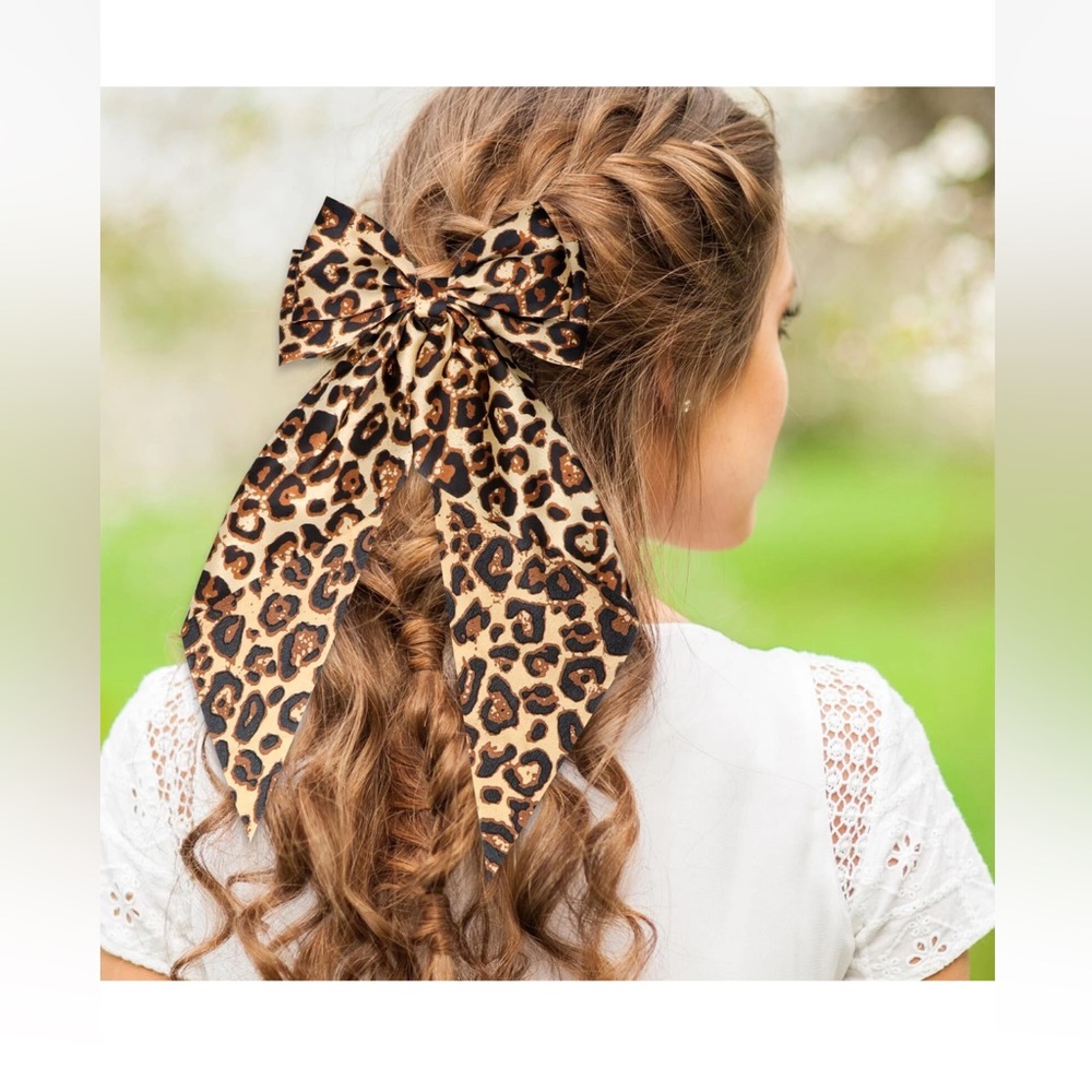 NWT ✨ Metallic Leopard Print Oversized Statement Hair Bow  W Alligator clip  ✨